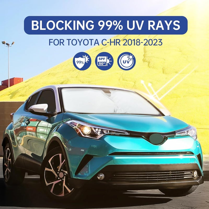FSHAANY'S 6PCS Car Window Shades for Toyota C-HR 2018-2023, Window Covers for CHR Windshield Side Rear Windows, Full Set Privacy Protection Car Sunshade with UV Blocking for Camping Napping - Image 5